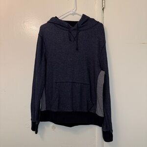 J.Crew Vintage Fleece Hoodie - Navy Blue Heather Colorblock Mens Medium